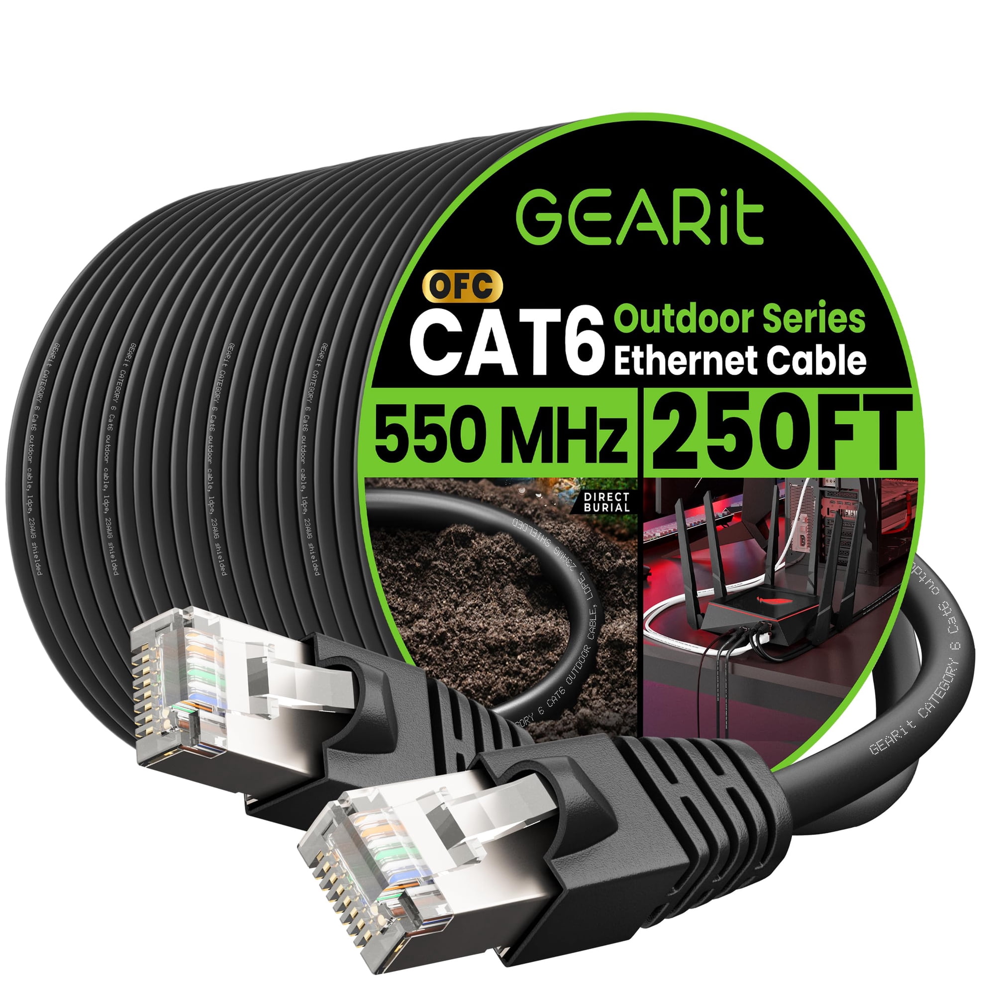 Cable Ethernet Gearit Cat6 Outdoor, 250 Pies (76 M), 23 Awg, Cobre Puro