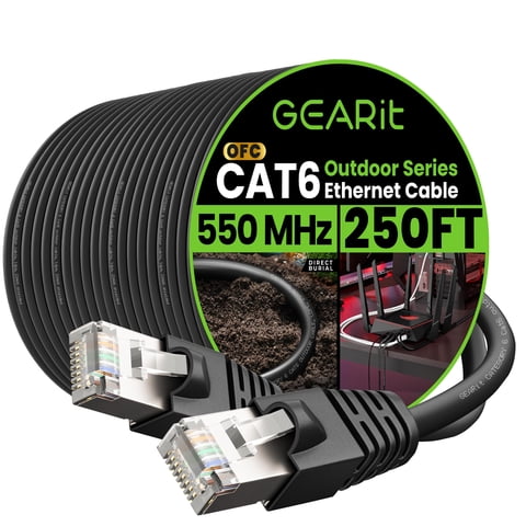 Cable Ethernet Gearit Cat6 Outdoor, 250 Pies (76 M), 23 Awg, Cobre Puro