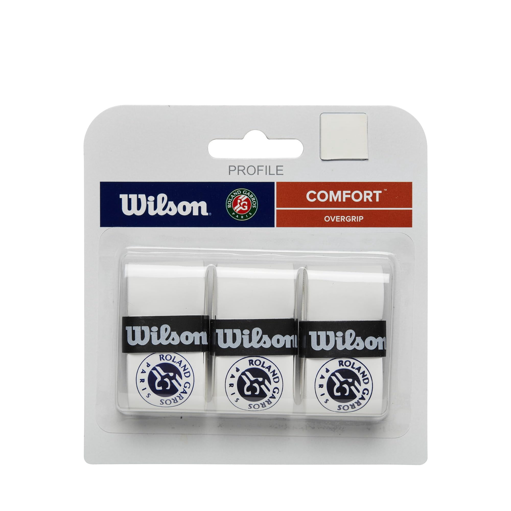 Tennis Overgrip Wilson Roland-garros, Paquete De 3, Color Blanco Y Azul Marino