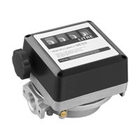 Magideal - Medidor De Flujo De Combustible Mecánico Aluminio Reinicio Manual Rendimiento Estable Lectura Clara Multiusos Precisión ± 1% Pantalla 4 Digitales Negro