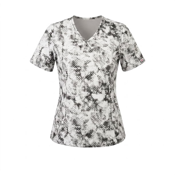 Delantal Mujer tela elasticada estampada. Gris