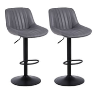 Novahus - Pack 2 Sillas De Bar New York Con Respaldo Y Reposapiés Gris