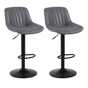 Novahus - Pack 2 Sillas De Bar New York Con Respaldo Y Reposapiés Gris