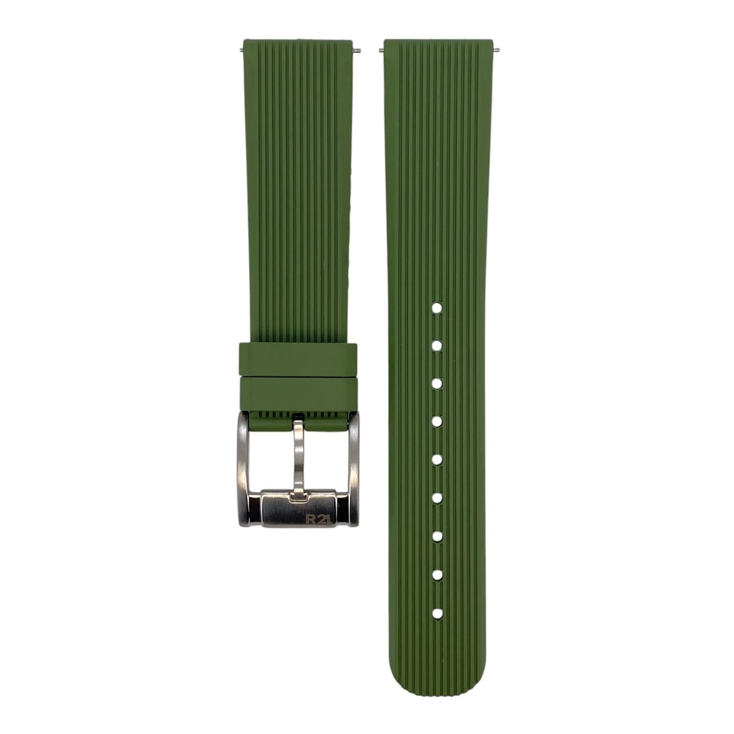 Correa Reloj Caucho Fkm R24 Fj4 Colores 20mm 22mm 24mm Verde 20