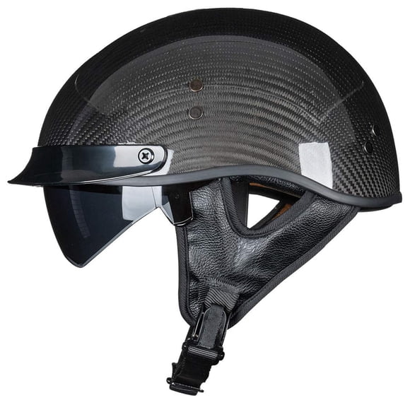 Casco de moto VCOROS de fibra de carbono Half Face L Gloss Black