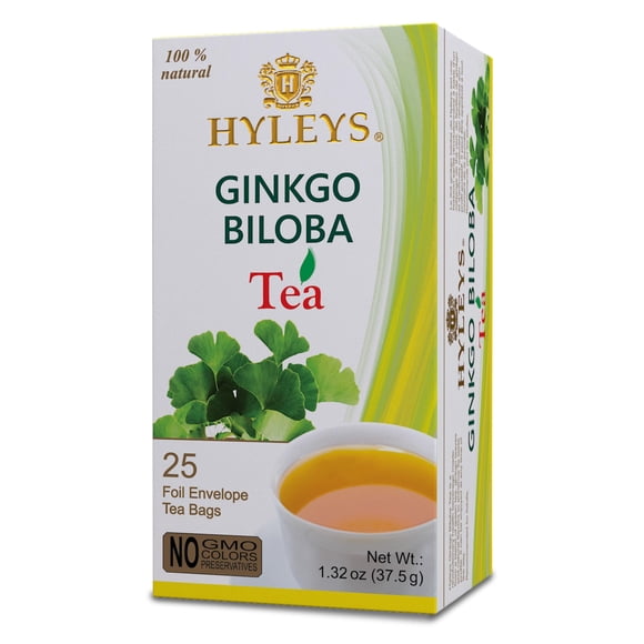Té verde HYLEYS con ginkgo biloba, 25 bolsas