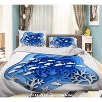 Milsleep - 3D Dibujado A Mano Fish Pattern Quilt Cover Set Ropa De Cama Set Funda Nórdica Fundas De Almohada