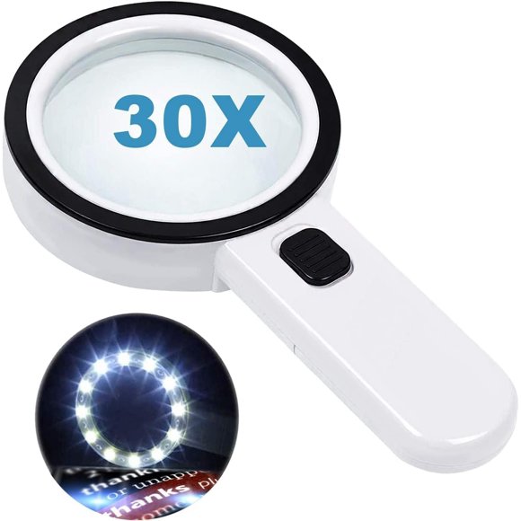 Lupa Nazano con 12 luces LED, lente doble 30X