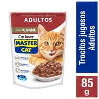 Alimento Húmedo Gato Adulto Trocitos Sabor Carne Pouch 85 G Master Cat