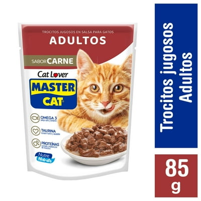 Alimento Húmedo Gato Adulto Trocitos Sabor Carne Pouch 85 G Master Cat