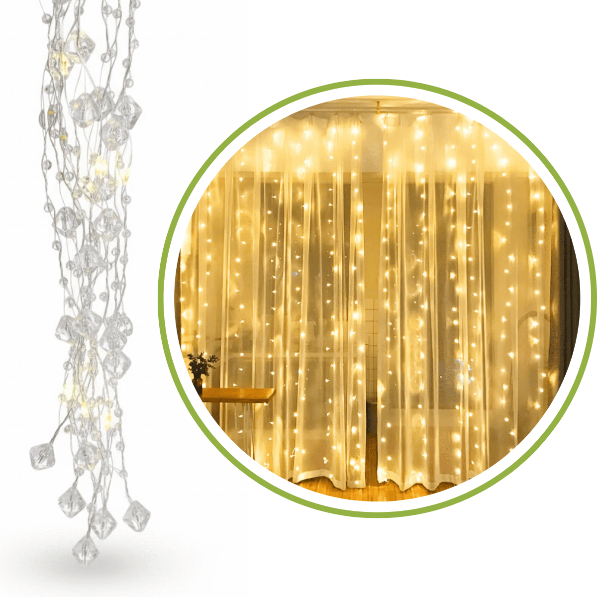 Genérica - Luces Navidad Cascada Cálida 3mx3m Diamante