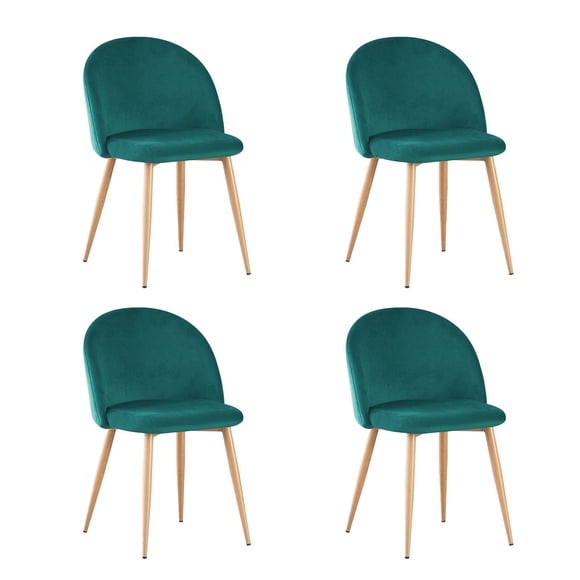 Set de 4 Sillas de Comedor Dinka Oxford Relan Tapizadas en Terciopelo Verde