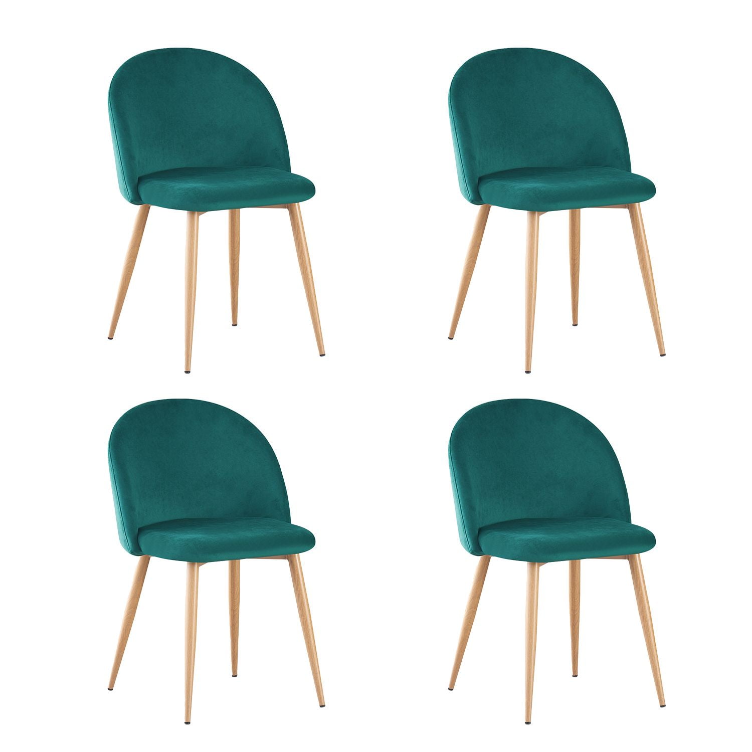 Set De 4 Sillas De Comedor Dinka Oxford Relan Tapizadas En Terciopelo Verde