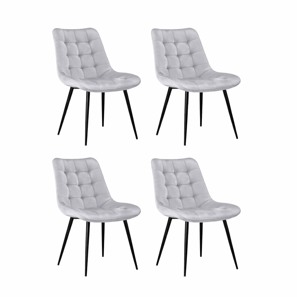 Vitelio - Pack De 4 Silla Comedor Tercio Roma Patas Negra - Gris
