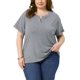 thumbnail image 1 of Agnes Orinda Camisetas de Mujer Tallas Grandes Cuello en V con Muesca Mangas Cortas Enrolladas Camisetas Suaves Casuales de Verano 2025 5X Gris, 1 of 6