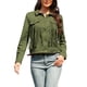 thumbnail image 1 of INSPIRE CHIC Chaqueta de Flecos de Imitación de Gamuza para Mujer con Botones y Mangas Largas Estilo Occidental Vintage XS Verde Militar, 1 of 6