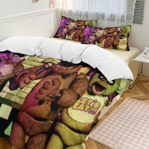 Five Nightat Freddy Quilt Set Thicken Soft 3 Pieces Bedding Set All Season Duvet Cove with 2 Pillowcases for Adult Women Girls Teens Home Room Decor