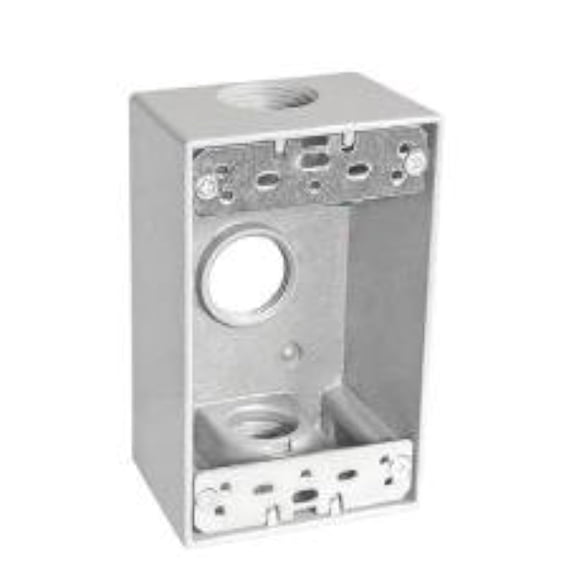 Caja de salida eléctrica Sealproof de 1 módulo, 3 orificios, resistente a la intemperie