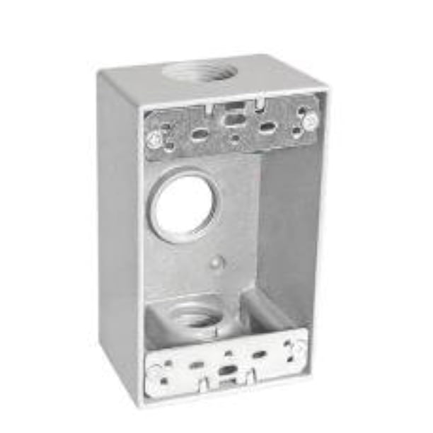 Caja de salida eléctrica Sealproof de 1 módulo, 3 orificios, resistente a la intemperie