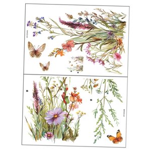 Magideal - Paquete De 2 Pegatinas De Pared Con Flores De Primavera, Decoración Del Hogar, Pegatinas De Flores Diy De Moda, Pegatinas De Pared Para Sala De Juegos