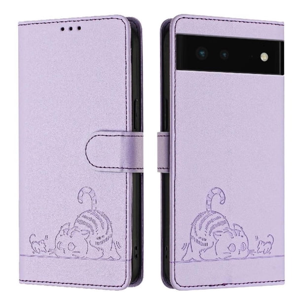 Funda tipo cartera FOXDOCK para Google pixel 6 con soporte, ranuras, RFID, diseño de gato