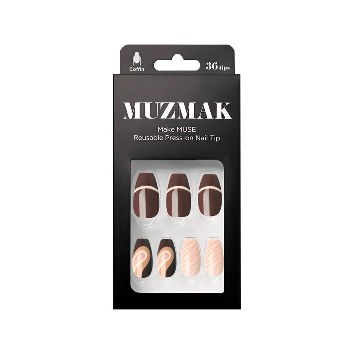 Muzmak - - Uñas Press On Cafe Mocha Coffin 36 U.