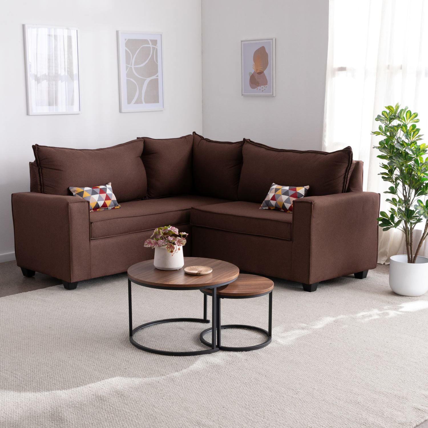 Mexx Muebles - Seccional Tulum 5 Cuerpos Tela Chocolate