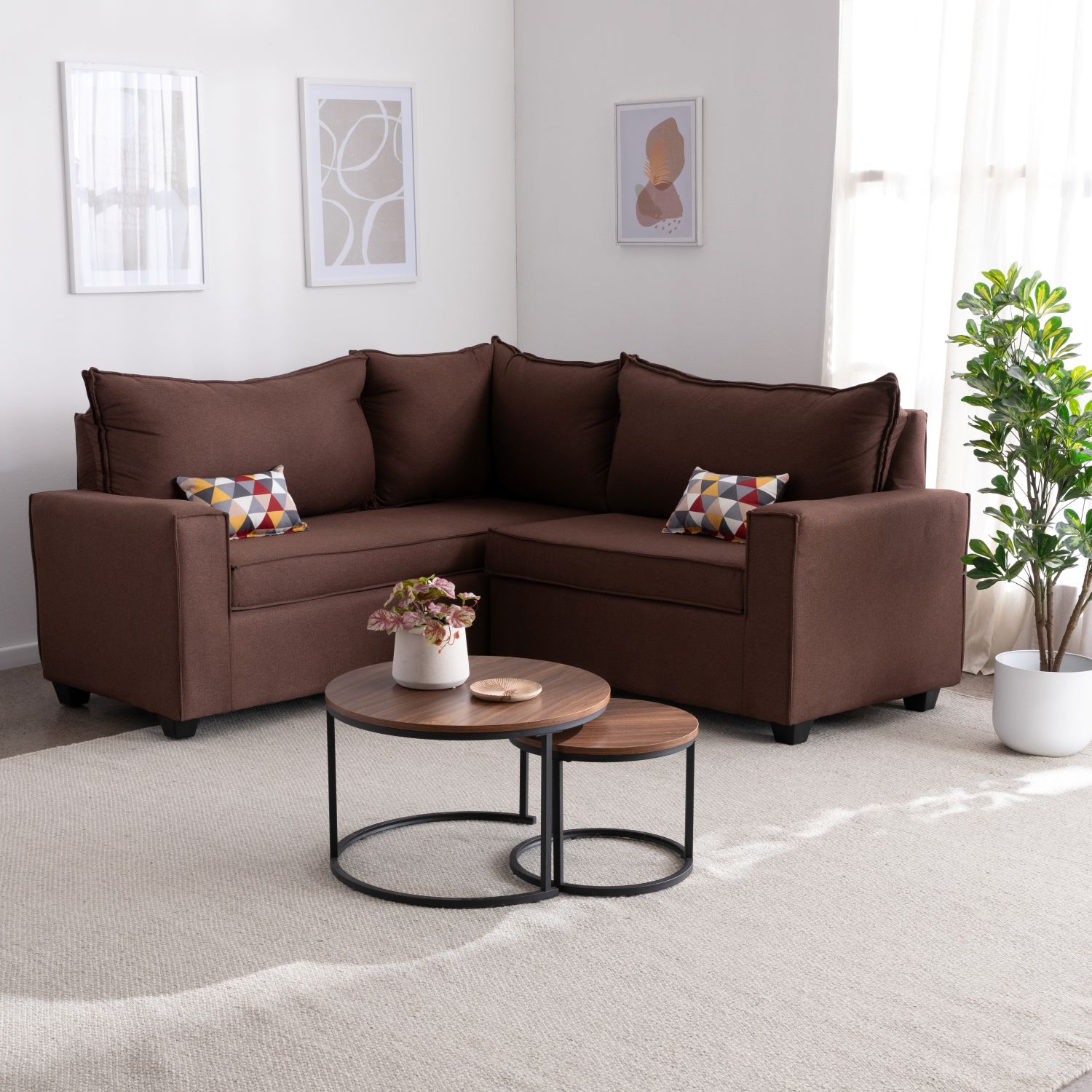 Mexx Muebles - Seccional Tulum 5 Cuerpos Tela Chocolate