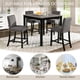 thumbnail image 2 of 5-Piece Counter Height Table Set with 4 Chairs, Counter Height Table Set for 4 with Chairs, Wooden Counter Height Table Set for Kitchen, Dining Room, Light Grey & Black Two Tone, 2 of 3