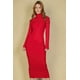 thumbnail image 1 of Vestido Midi Ajustado De Manga Larga Con Cuello Alto Y Canalé, 1 of 5