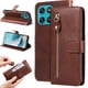 thumbnail image 3 of Funda tipo cartera para Motorola Moto G67 Power 5G con bolsillo con cremallera y ranuras para tarjetas – Función de soporte Marrón, 3 of 5