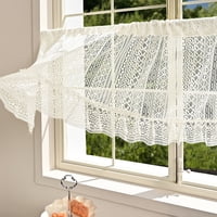 Xusx111 - Rústico Ganchillo Cortina Valance Para Cocina Baño Granja Encaje Cortina Niveles Para Decoración De Café Habitación Divisor Varilla Bolsillo Hueco Cortinas Cortas Para Armario Puerta 1 Panel