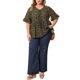 thumbnail image 2 of GRACE & GRANDEUR Blusa de Mujer Talla Grande con Estampado Floral Ditsy, Lazo Frontal, Cuello en V, Manga con Volantes, Top Peplum, Blusa Babydoll de Verano 4X Negro, 2 of 6