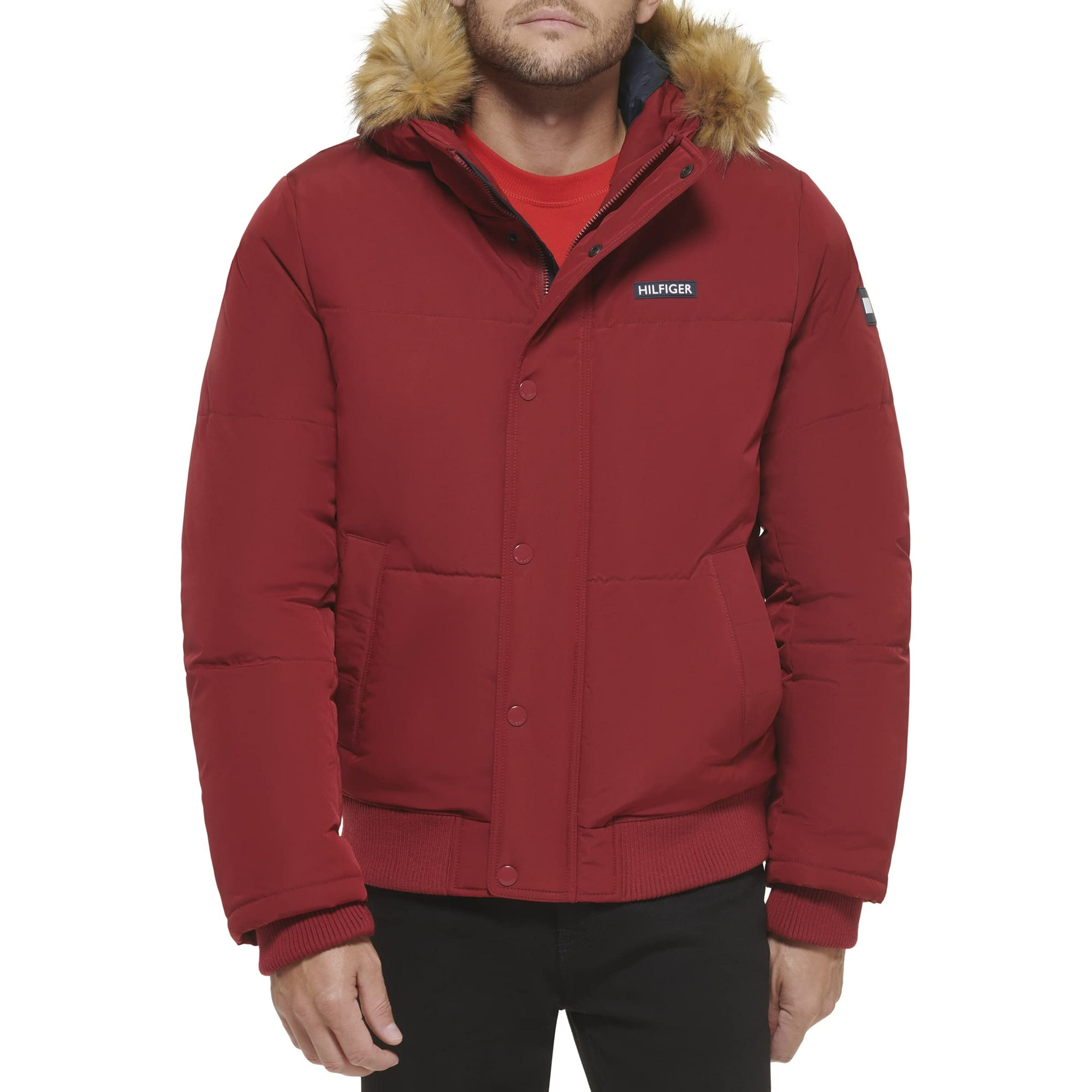 Chaqueta Tommy Hilfiger De Tela Ártica Acolchada Con Esnórquel Roja M Para Hombre