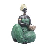 Bothyi - Figuras De Dama Tribal, Escultura Coleccionable, Dormitorio, Mamá, Estatua De Mujer Africana, 16 Cm X 24 Cm, Sentada