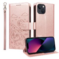 Funda Billetera Foxdock Compatible Con Iphone 13 Mini , Diseño Perrito Tierno, Ranuras Para Tarjetas Y Soporte Plegable