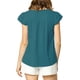 thumbnail image 3 of INSPIRE CHIC Blusa Sólida de Mujer Cuello en V con Volantes Manga Corta Ligera para el Trabajo XL Azul Pavo Real, 3 of 6