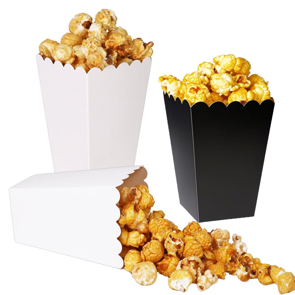 Xusx111 - Cajas De Palomitas De Maíz Negras + Blancas Mini Caja De Palomitas De Maíz De Papel Contenedor De Palomitas De Maíz De Cartón Para La Fiesta, Paquete De 50