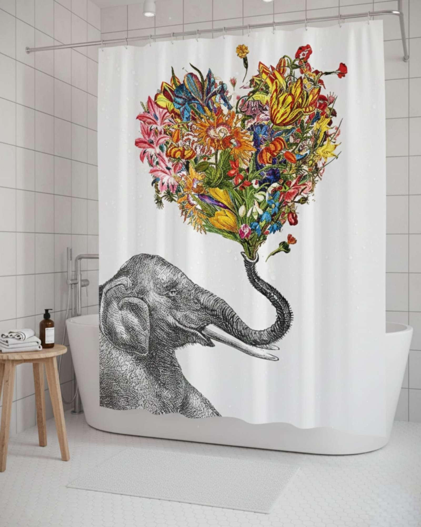 Mylhogar - Cortina De Baño Tela Género + Forro Impermeable