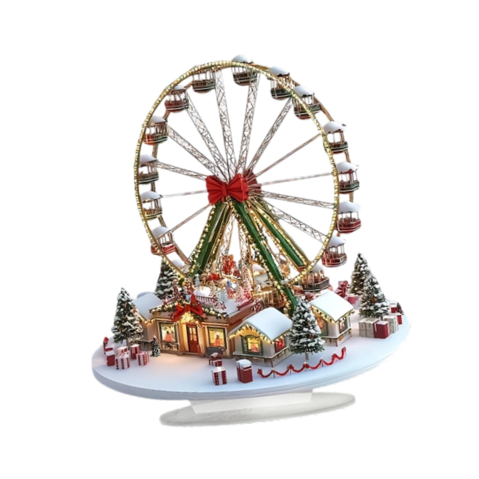 Magideal - Decoración De Navidad Con Forma De Rueda De Acrílico Para Escritorio, Decoración Para Fiestas, Fácil Instalación, Decoración Navideña Para Vacaciones