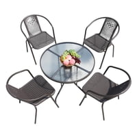 Auckland Outdoor - Juego De Terraza De Balcón Comedor Mesa Redonda Emma 4 Sillas