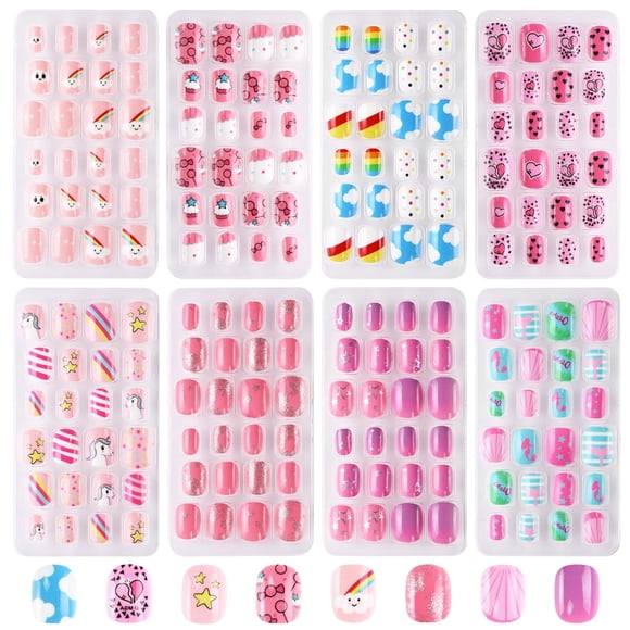 Uñas postizas adhesivas Jsiallye 192 piezas - Patrones coloridos para niños