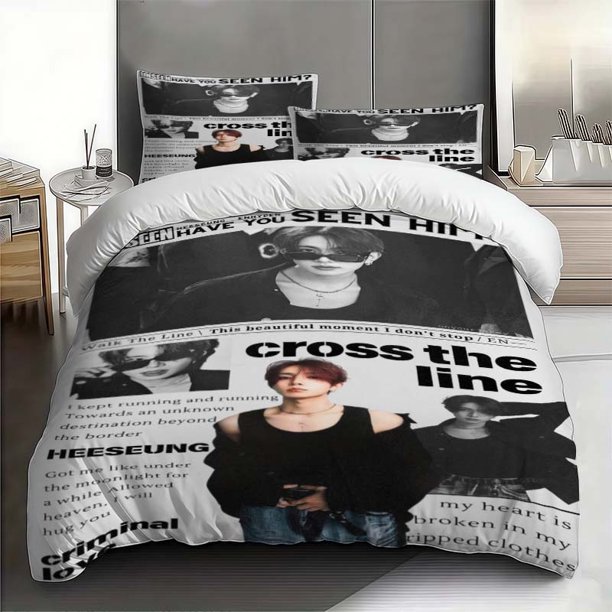 3pcss Heeseung Art Poster Themed Bedding Set Duvet Cover Pillowcase Set