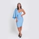 thumbnail image 1 of Vestido ajustado con capa en un hombro color celeste Talla S Mujer, 1 of 3