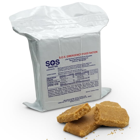 Barrita de comida de emergencia SOS Rations 3600 Cal, 3 días de vida útil