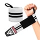thumbnail image 1 of Muñequeras de Levantamiento RDX con Bucle de Pulgar Wraps - Black/White - WAH-W3W+, 1 of 3