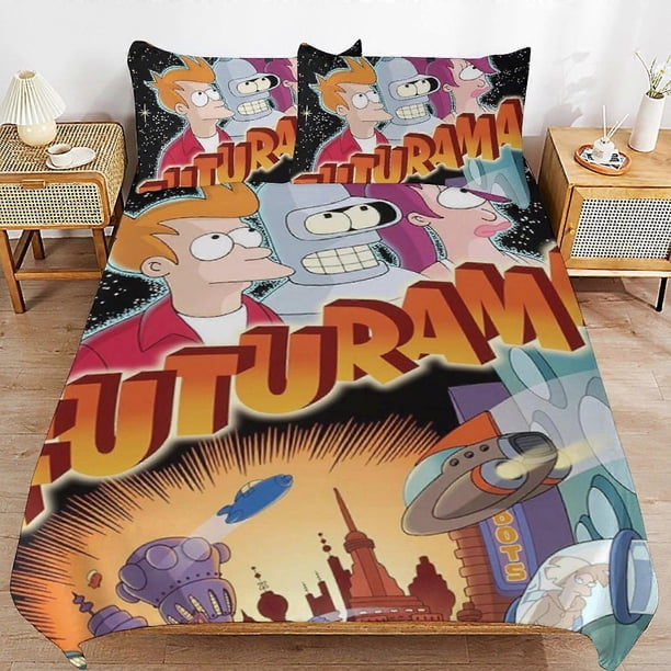 Juego de edredón Futurama de 3 piezas, funda nórdica, ropa de cama suave para todas las estaciones.