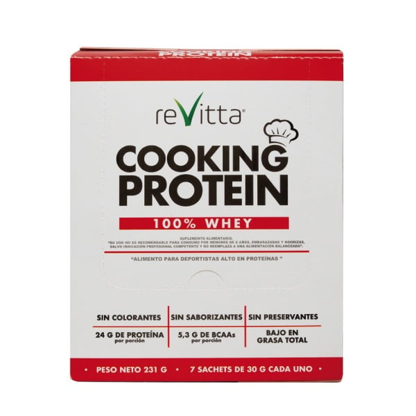 Revitta Wellness - 7 Sachets Proteina Whey Cooking Protein 30 Grs. Sabor Natural