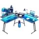 thumbnail image 1 of Escritorio Gamer en L con Luces LED, Doble Repisa para Monitor y Cubierta Fibra de Carbono – Be Design 130 x 88 x 130 cm, 1 of 7