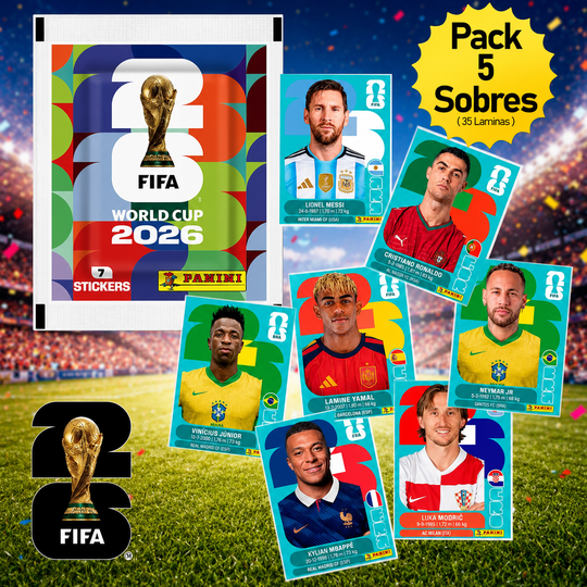Pack 5 Sobres Mundial Fifa 2026 Panini Original 35 Láminas